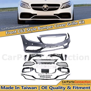 Front Grille Bumper Cover For C-Class 15-18 W205 Benz Sedan Coupe C63 Style PDC - Foto 1 di 8