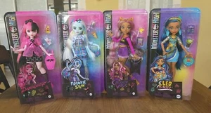 New! Monster High 4 Dolls Set Draculaura Clawdeen Frankie Stein Cleo Denile Lot - Picture 1 of 2