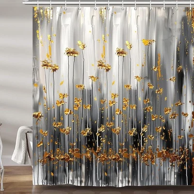 Abstract Black and Gold 72"W x 72"L (Pack of 1), Black, Gold, Grey  - Image 1 of 4