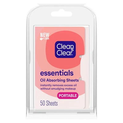 Clean & Clear Essentials Oil Absorbing Sheets for Oily Skin, 50 Ct NEW - SHP FST - Image 1 of 4