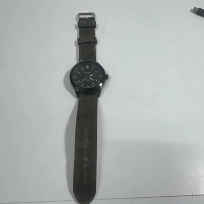 American Aviator 1945  Black Tone Quartz Watch w/Olive Nylon Band New Battery - Image 1 of 3