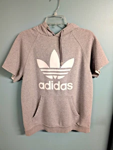 Adidas Sudadera con Capucha Unisex Gris Claro Sudadera Manga Corta Pullover Logo Polar - Imagen 1 de 3