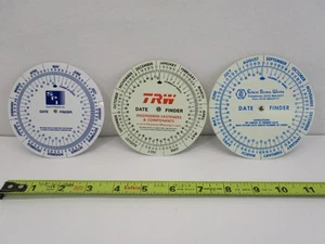 (3) Advertising DIAL DATE FINDER Rotating Plastic Calculator 4" Diameter EC LN - Picture 1 of 10