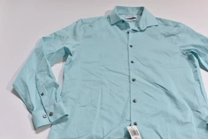 Calvin Klein Men's 15.5 32/33 Dress Shirt Aqua Blue (Medium) Slim Fit Stretch - Picture 1 of 3