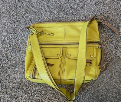 Fossil Mujer Bolso de Hombro Amarillo, Monedero con Llave y Etiqueta de Cuero, Morgan Messenger Foto 1 de 4