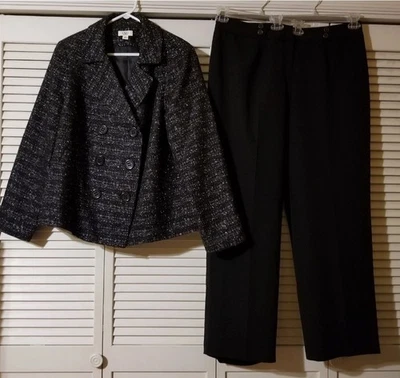 Chaqueta Pantalones Traje Cato 2 Piezas Talla Grande 18W Gris Negro Mezcla Poli Foto 1 de 4