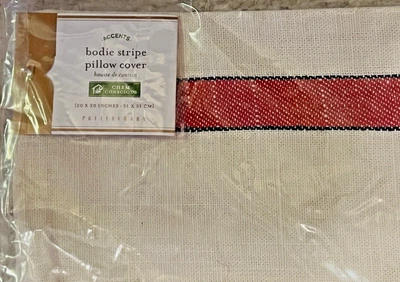 NEW 20" Red Pottery Barn Bodie Striped Pillow Cover | Red Multi Stripe, 2 Avail - Image 1 of 3