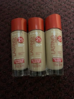 3x Rimmel Lasting Finish With Comfort Serum Foundation #201 Classic Beige  - Image 1 of 2