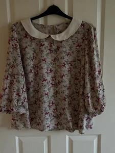 George Women’s Floral Ling Sleeved Blouse Peter Pan Collar Size 22 - Picture 1 of 4