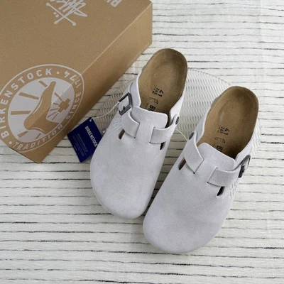 New Stussy x BIRKENSTOCK Boston Bone Suede Leather woman's shoes Wide/EU37-45 - Image 1 of 4