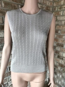 Lord & Taylor Sleeveless Top Sweater Vest Size L Gray 100% Silk - Picture 1 of 11