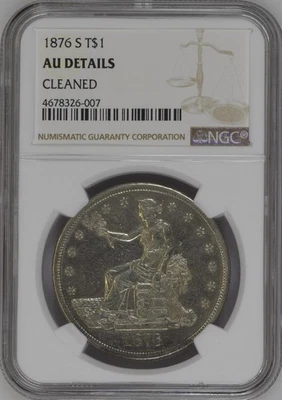 Dólar de plata comercial 1876-S - NGC AU Detalles - ¡Atractivo atractivo visual! ¡Bonito! Foto 1 de 3