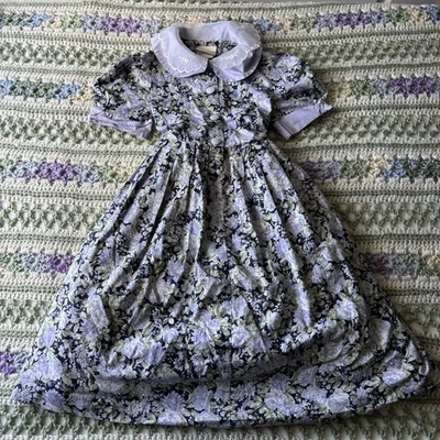 Vestido Vintage Cottage Core Púrpura Floral Laura Ashley Madre e Hijo 6 Años Foto 1 de 4