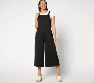 Women with Control Regular Prime Stretch Denim Overalls jumpsuit in Black Size M - Picture 1 of 1