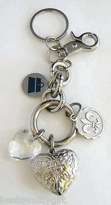 LLAVERO KATHY VAN ZEELAND TONO PLATA + CRISTAL + CORAZÓN HINCHADO, LLAVERO - NUEVO Foto 1 de 3