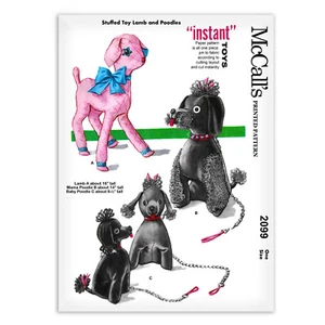 Poodle Lamb Puppy Dog McCall 2099 Sewing Pattern Toy Plush Stuffed Animal Black - Picture 1 of 2