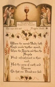 Vintage Angels With Poem of Heaven and Souls and Bread Original 1910-1920 Chromo - Picture 1 of 8