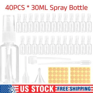 40PCS 30ml Travel Spray Bottle Plastic Transparent Perfume Empty Atomizer + Tool - Picture 1 of 7