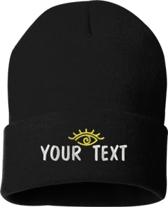 Custom Embroidery Beanie Personalized Embroidered Beanie Knit Cap w/Cuff - Picture 1 of 58