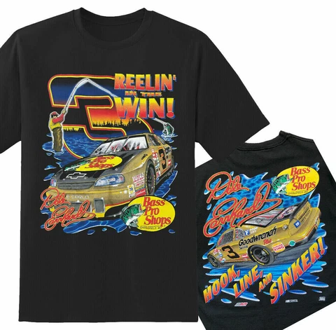 Vintage Dale Earnhardt #3 "Reelin in the Win" 2 Sided T-Shirt S-5XL Men Women Cover