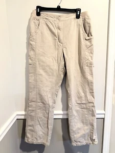 LL Bean Hose hellbraun khaki Cargo Flanell gefüttert Outdoor Wandern Baggy Y2K Größe 12 Reg - Bild 1 von 9