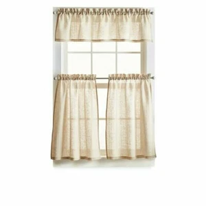 Martha Stewart Striped Linen Tailored Kitchen Curtain Valance - Picture 1 of 5