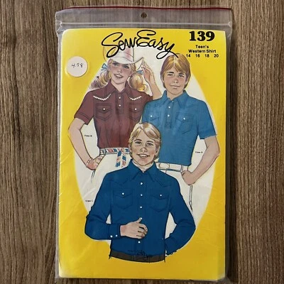SEW EASY 139 Sewing Pattern Teen Western Core Cowboy Country Shirt  14 16 18 20 - Image 1 of 4