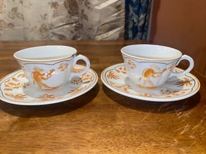 Set Of 2 LC Longchamp Olerys French Faience, Cups and Saucers Black Border EC 42 - Picture 1 of 12