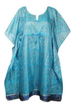 Boho Women's Blue Caftan Kimono Sleeves Resort Wear Loose Holiday Dresses 3XL