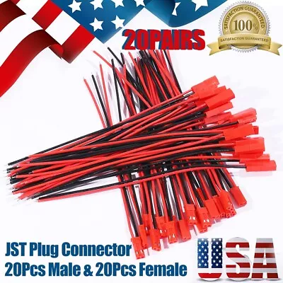 20pairs Wire Connectors for JST 150mm Female Male Cable RC LiPo Battery  22 AWG - Image 1 of 4