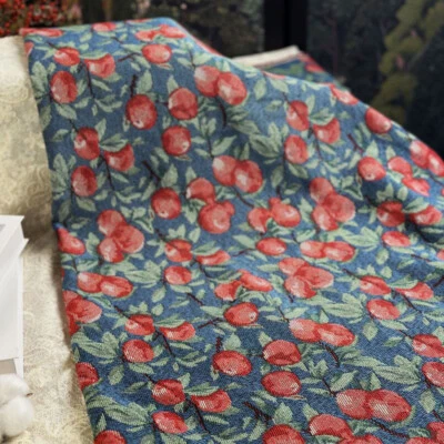 Tapiz de tela de jacquard francés cerezo rojo vintage tapizado decorativo hágalo usted mismo por comprar Foto 1 de 4