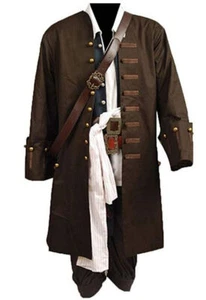Pirates of the Caribbean Cosplay Jack Sparrow Full Suit Costume Outfit Coat Hot - Picture 1 of 10