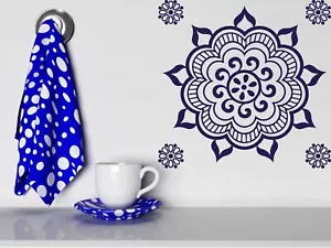 Wall Vinyl Sticker Floral Circle Mandala Meditation Studio Decor (n429) - Picture 1 of 5