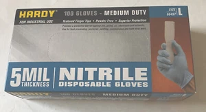 Hardy 100 5MIL Thickness Nitrile Disposable Gloves Large Powder Free - Picture 1 of 5