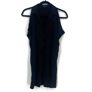 Theory dress size small black button down Sashley tank shirt dress collared - Picture 1 of 7