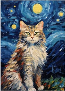 Sternennacht American Curl Katze Puzzle 300/500/1000 Teile - Bild 1 von 3