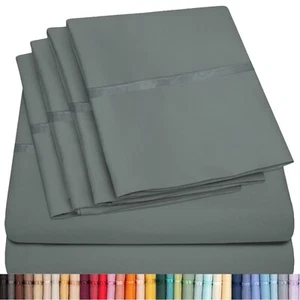 7 Piece Split King Bamboo Sheet Set, Deep Pockets, Multiple Colors, 2200 Count  - Picture 1 of 19