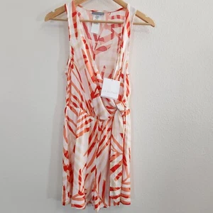 La Blanca Romper Womens Extra Small White Coral Tropical Wrap Front Swim NEW - Picture 1 of 15