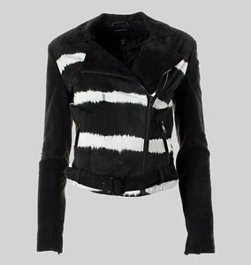 NEU JOES Usa Damen Schwarz Gestreift Wildleder Leder Motorradjacke Jacke XS €498 - Bild 1 von 7
