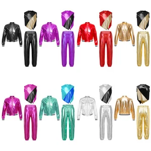 Kids Girls Sweatsuit Hip Hop Set Dancewear Outfit Dance Activewear Vest Sports - Picture 1 of 70