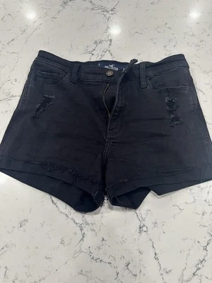 Pantalones Cortos Hollister Mujer 7 Negro Tiro Alto W28 Foto 1 de 4