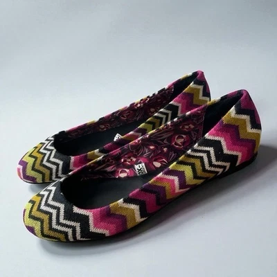 Nuevo sin etiquetas Missoni For Target Rosa/Negro Chevron Zig Zag Ballet Pisos Mujer Talla 9 Foto 1 de 4
