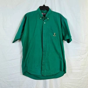Camisa Chaps Ralph Lauren Para Hombre Verde Preppy Manga Corta Cuello Botón Grande De Colección - Imagen 1 de 6