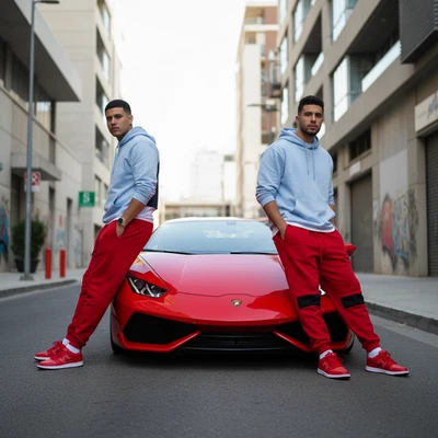 *SEAN JOHN* (ROJO-MULTI) •PANTALONES DEPORTIVOS JOGGER DE POLIÉSTER• (TALLA XB) Foto 1 de 4