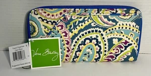 Vera Bradley Capri Blue Retired Travel Organizer Passport Wallet Case Zip Around - Picture 1 of 16