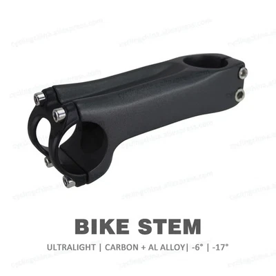 Carbon Clamp Bike Stem -6/17 Degree Ultralight Mountain/Road Bike Stem 70-130mm - Image 1 of 4
