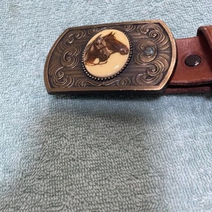 Collectable Double Horse Head Buckle And Belt - Picture 1 of 8