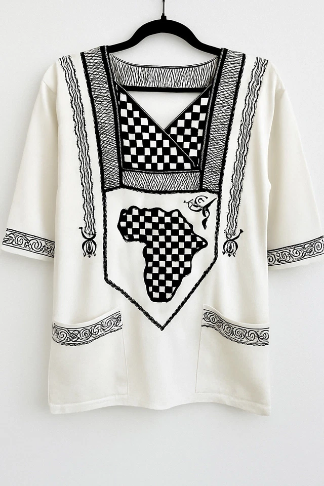 Traditional Ethnic Handmade Linen Blend Tunic Heavy Embroidered Caftan Folk - Image 1 of 4