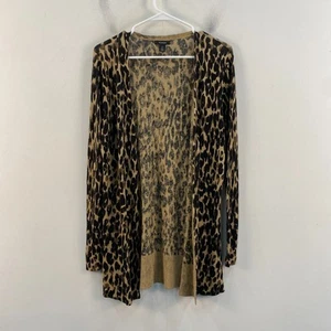 Halogen Womens Small Petite Sweater Cardigan Linen Open Animal Print Long Sleeve - Picture 1 of 12