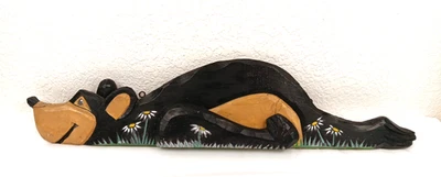 Tallado a mano OSO NEGRO Y MARGARITA Arte Madera Tallado Cabina Decoración Puerta Corona + Bonus Foto 1 de 4